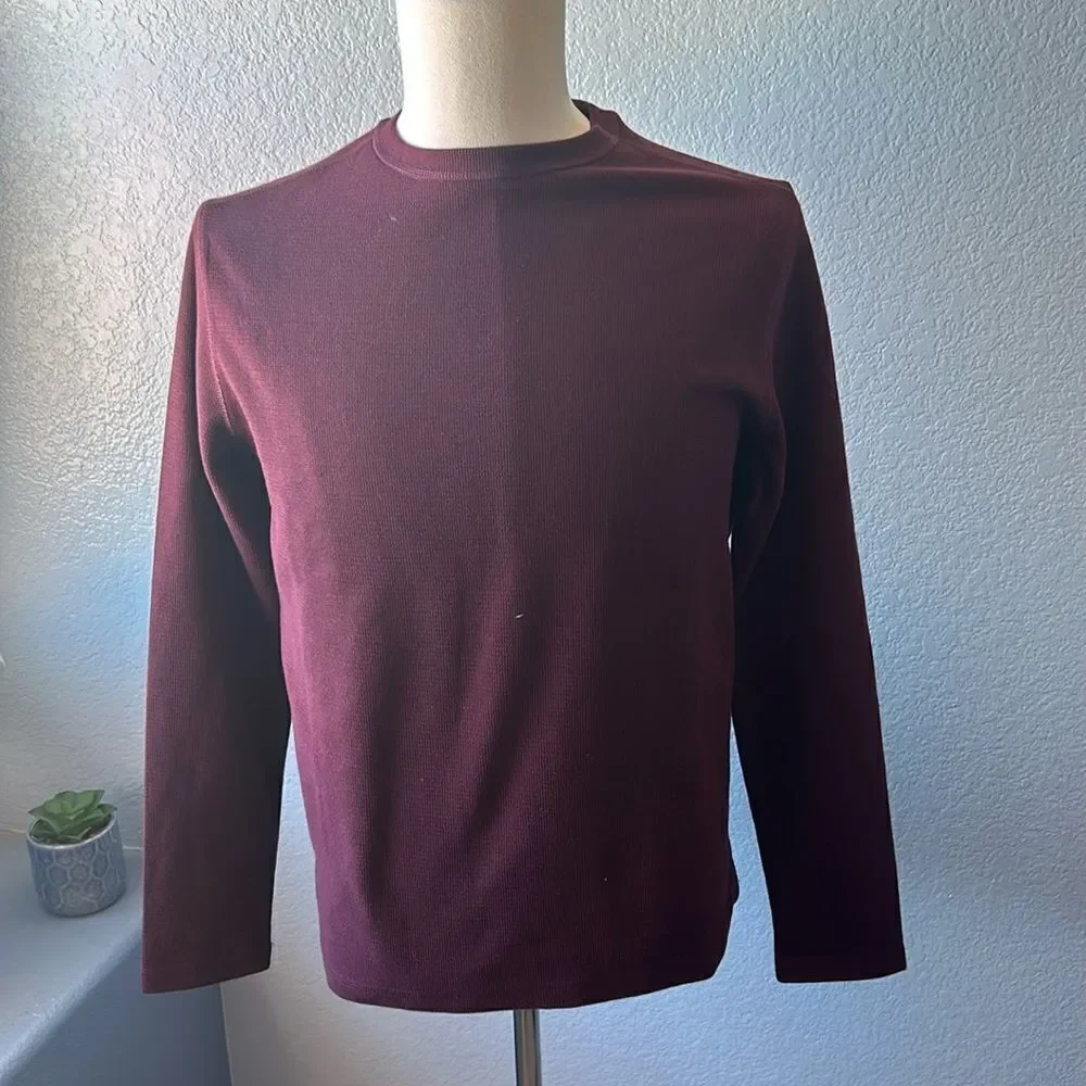 Banana Republic Men's Textured Double Knit Crew Pullover, Rust, Size Small, NWT